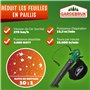 GARDEBRUK® Aspirateur souffleur broyeur électrique 3en1 3000W bandoulière 270 km/h roulettes bac 45L souffleur de Feuilles aspir