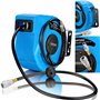 DEUBA® Dévidoir enrouleur tuyau à air comprimé automatique 10m+1m raccord 3/8' 12 bar Ø12mm enroulement tuyau pneumatique suppor