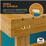 Casaria® 2en1 Meuble à Chaussures avec Banc en Bois d'acacia Dur Robuste étagère à Chaussures 2 tablettes Rangement Armoire