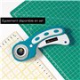 OfficeTree Cutter Rotatif Couture 45mm - 3 Lames Coupe Droite, Vague et Perforée - Découpez du Tissu et du Papier - Cutter Coutu
