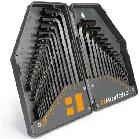 Hinrichs 30 pcs. Jeu de Clés à Six Pans Creux en Pouces et Métrique - Jeu de Clés à Six Pans Creux - Jeu de Clés Hexagonales pou