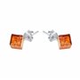 ANDANTE Premium Collection - Boucles d'oreilles en véritable ambre de la Baltique - Argent sterling 925 - Mini cube - Certifié -