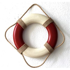 Déco Bouée de Sauvetage Antique Rouge/Beige 36cm