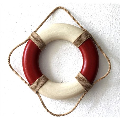 Déco Bouée de Sauvetage Antique Rouge/Beige 36cm