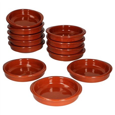 MamboCat Cazuela - Lot de 12 bols en céramique - Diamètre : 12 cm - Taille S - Émaillés - Unique - Fait à la main - Style antiqu