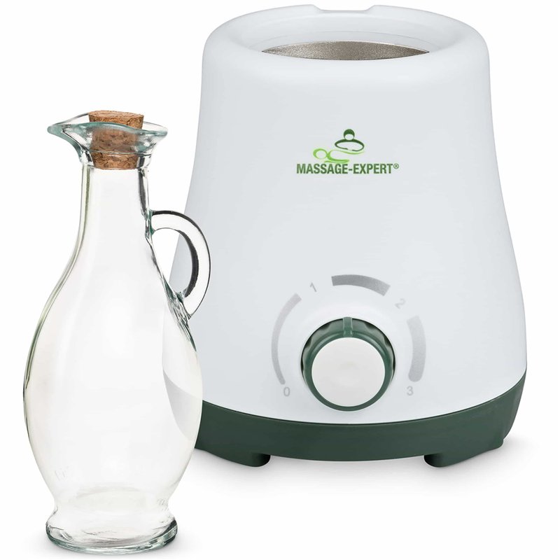 Chauffe-huile de massage avec carafe en verre