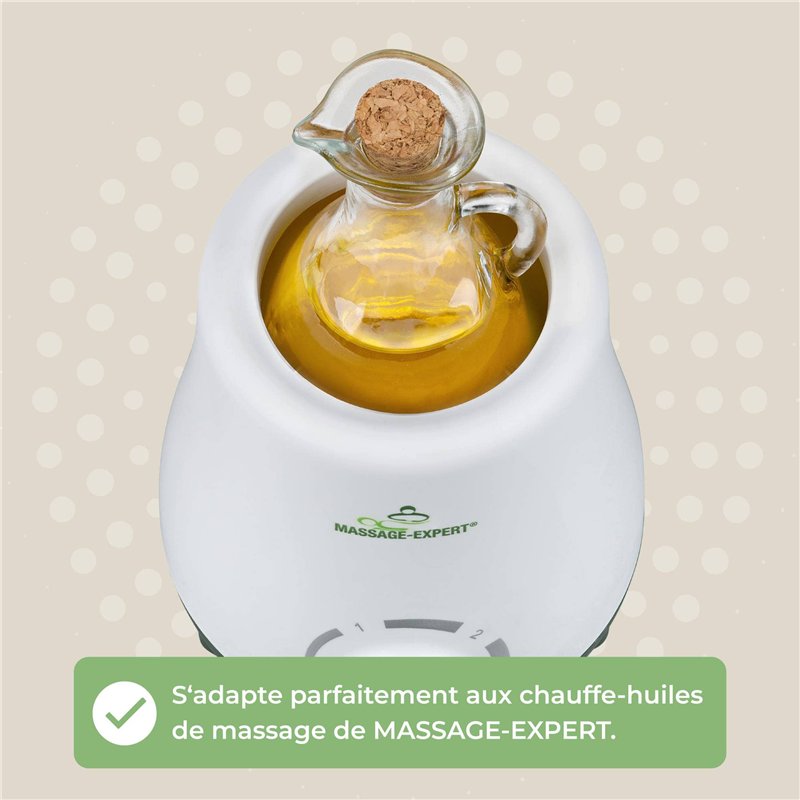 Image secondaire de Carafe en verre pour chauffe-huile de massage MASSAGE-EXPERT, bouteille d’huile avec bouchon, fermeture hermétique en liège, lav