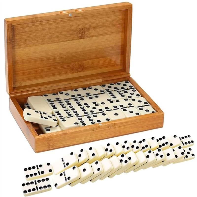 GMMH Domino dans Une boîte en Bois, boîte Cadeau, Dominos, Jeu de société