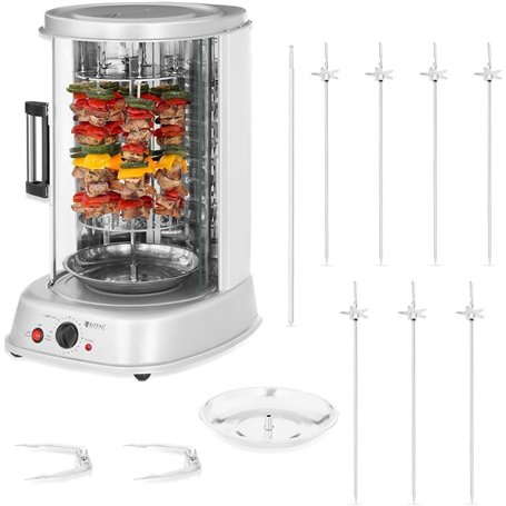 Royal Catering Rôtissoire Verticale Machine À Kébab Poulet Électrique Appareil Mini Machine Grill Rotatif RCGV-1800-1 (3-en-1
