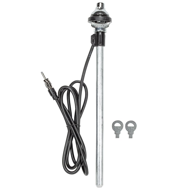 tomzz Audio 1000-014 Antenne télescopique Universelle pour Aile, Grande tête, câble, Prise DIN, Aspect INOX