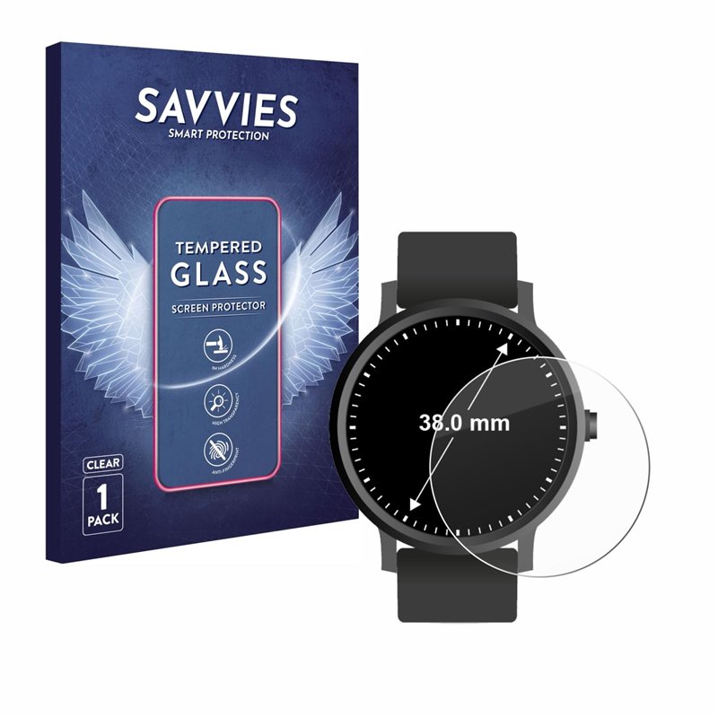 savvies Verre Trempé pour Montres (Circulaire, ø: 38 mm) Vitre Protection Ecran, Film Trempé de Verre, Dureté 9H