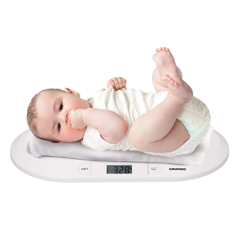 Grundig Pèse Bébés - Balance de Precision à 10 Gr - Pese Personne Max 20 Kg - Pese Bebe Fonction de Tarage - Balance Bebe Electr