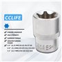 CCLIFE 14 pièces Coffret douilles torx femelle 1/4" 3/8" 1/2", Douille torx profilés E E4-E24