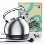 arendo - Bouilloire électrique en Acier Inoxydable - 1,7 Litre - 2200 W - Style Vintage rétro - Filtre anticalcaire Amovible Int