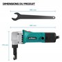 WilTec Grignoteuse électrique de de tôle et Plastique – 500 W – Profondeur de Coupe 2,5 mm – 2000 TR/Min Max. – Outil de découpe