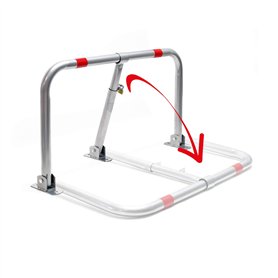 WilTec Barrière de Parking Rabattable Cadenas Bloc Arceau avec Bandes réfléchissantes Stationnement