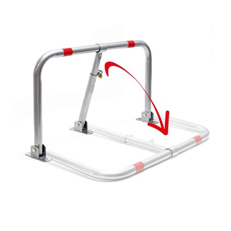 WilTec Barrière de Parking Rabattable Cadenas Bloc Arceau avec Bandes réfléchissantes Stationnement