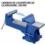 WilTec Étau d’atelier Heavy Duty 125 mm Mâchoire de serrage & Enclume pour Contrainte importante Établi, Argent, Gris, Bleu
