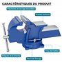 WilTec Étau d’atelier Heavy Duty 125 mm Mâchoire de serrage & Enclume pour Contrainte importante Établi, Argent, Gris, Bleu