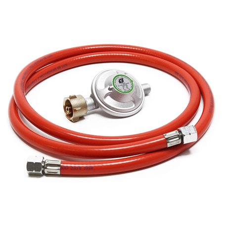 Wiltec Kit Raccordement de gaz – avec Tuyau 150 cm et Pressostat 50 mbar – pour Pression constante des Bouteilles allemandes 21