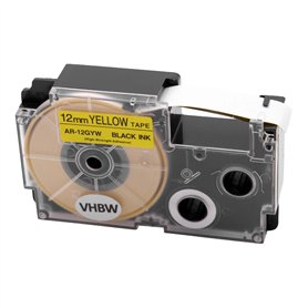 vhbw cassette cartouche 12mm noir sur jaune pour imprimante d´étiquette Casio KL-300