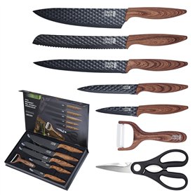 LEBENLANG Set Couteau Cuisine - 7 pièces avec éplucheur et ciseaux I Lot Couteaux Ustensiles de Cuisines knife professionnelle I