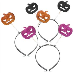 com-four® 3x Bandeau de citrouille Motif de citrouille pour Halloween - Bandeau de citrouille pour enfants et adultes - Diadème