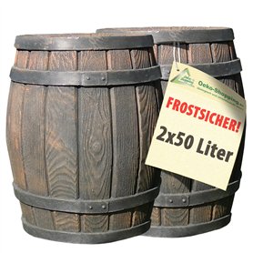 Baril DE CHÊNE Baril DE Pluie REGENFASS 2 * 50 litres comme COLLECTEUR DE Pluie Poubelle Coffre À Jouets BOÎTE Tout Usage BOÎTE