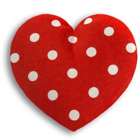 LESCHI Coussin chauffant - Bouillotte micro-ondes - cœur rouge à pois - Bouillotte graines de blé bio souple - Idéal pour réchau