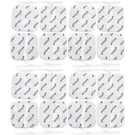 16 électrodes TENS EMS 5x5 cm – électrodes adhésives réutilisables pour appareils TENS/EMS – connecteur 2 mm – excellente conduc