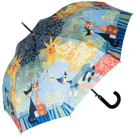 VON LILIENFELD® Parapluie Rosina Wachtmeister: Dolce Vita Canne Grand Robuste Ouverture Automatique Art Chat