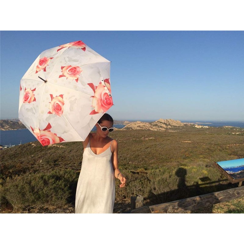 Image secondaire de VON LILIENFELD® Parapluie Canne Grand Robuste Résistant au Vent Ouverture Automatique Mariée Fleur Roses, crème