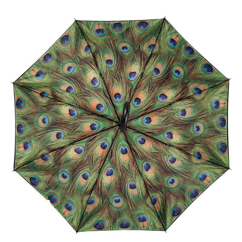 Image secondaire de VON LILIENFELD® Parapluie Paon Canne Grand Robuste Ouverture Automatique