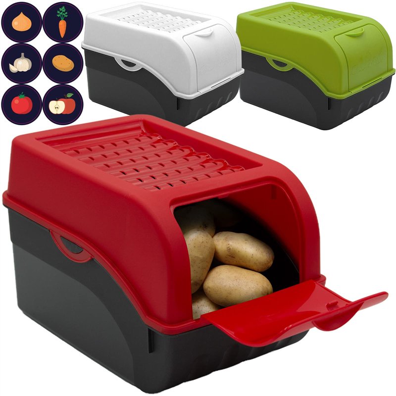 ARTECSIS Lot de 3 Boîtes de Conservation Alimentaire 5L - Rouge Blanc Vert + 6 Stickers/Fruit, Légume