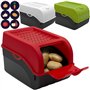 ARTECSIS Lot de 3 Boîtes de Conservation Alimentaire 5L - Rouge Blanc Vert + 6 Stickers/Fruit