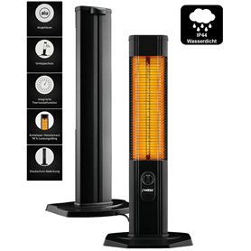 Phönix PCH2000T Radiateur Infrarouge sur Pied en Carbone - Chauffage de Terrasse IP44 Intérieur/Extérieur 2000W - Thermostat