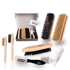 biped kit de brosses à chaussures Classic - Brosses à chaussures pour l'entretien du cuir lisse et du daim - Kit de brosses à ch