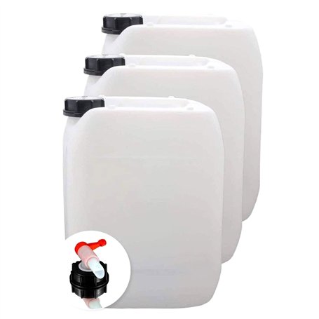S-Pro - Bidon eau potable & liquides 3x 10l - Réservoir d'eau avec 1x robinet & bouchon à vis DIN51 - Jerrican eau potable de qu