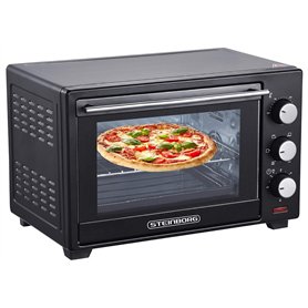 STEInBORG Mini Four 25 Litres | Four à Pizza 3 en 1 | Plaque Ramasse-Miettes | Chaleur de Voûte et de Sole | Convection | Minute
