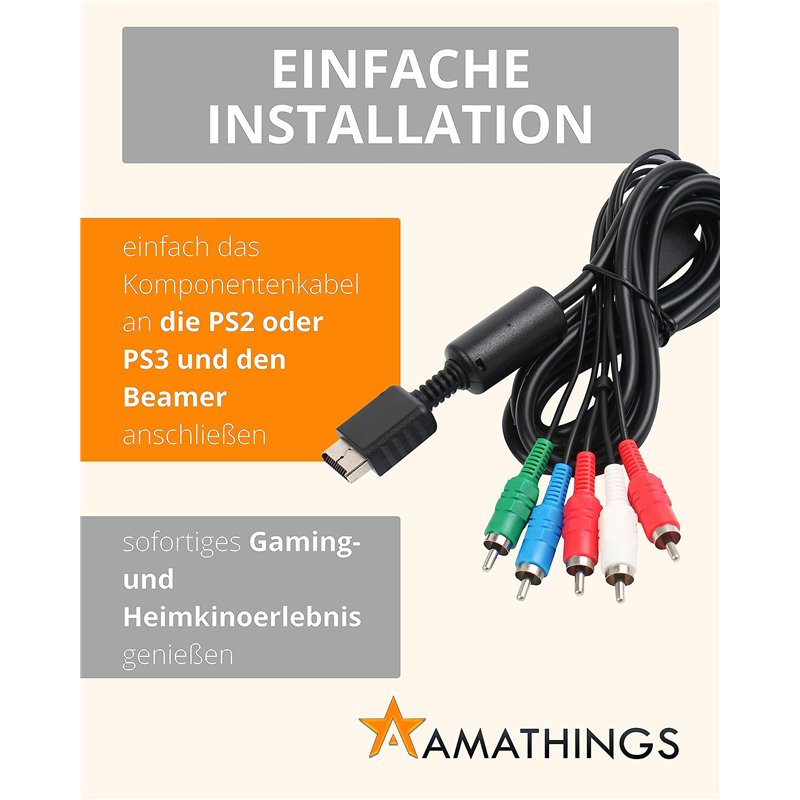 Image secondaire de AV – Câble vidéo/audio/YPbPr/Projecteur/Rallonge pour PS2 de amathings avec/sans adaptateur SCART