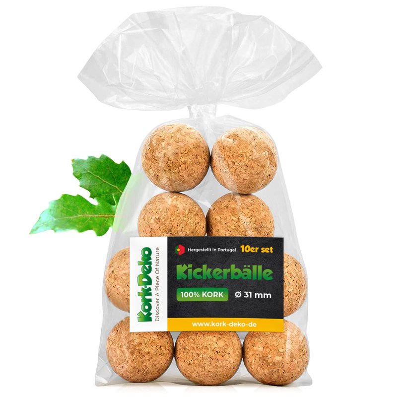 Kork-Deko Balle Baby Foot Liege | Balle Babyfoot Naturelle Ø 3,1 cm, Lot de 10