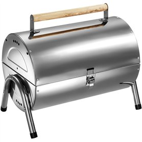 TecTake Barbecue Grill Charbon de Bois Portable Double Plaque Grill Acier Inoxydable argenté