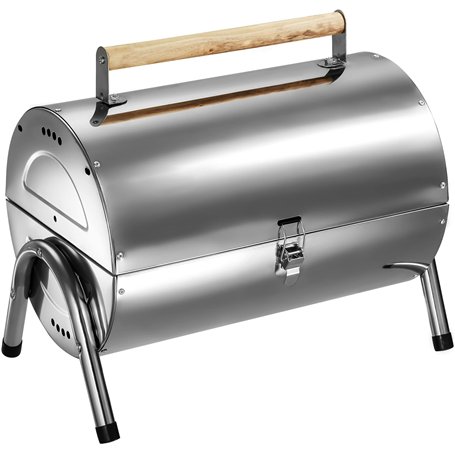 TecTake Barbecue Grill Charbon de Bois Portable Double Plaque Grill Acier Inoxydable argenté