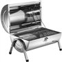 TecTake Barbecue Grill Charbon de Bois Portable Double Plaque Grill Acier Inoxydable argenté