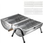 TecTake Barbecue Grill Charbon de Bois Portable Double Plaque Grill Acier Inoxydable argenté