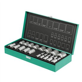 Jeu de douilles pouces 1/4 & 1/2 pouces 24pcs par WIESEMANN 1893 I Jeu d'écrous dans les tailles 5/32"-9/16 pouces I De la série
