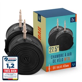 Alphatrail VTT Chambre à Air Vélo Rick 27.5 Pouces SV Presta Valve 2X Ensembles avec Mobilité Garantie I Compatible Pneu Vélo Co