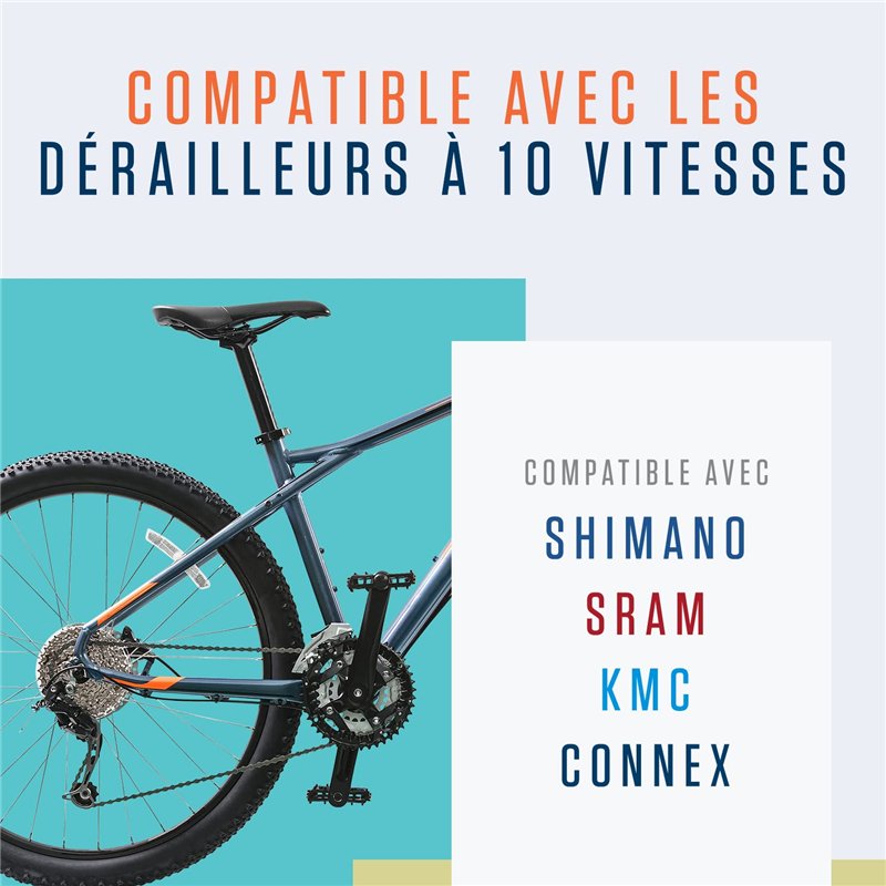 Image secondaire de Alphatrail Chaîne de Vélo Parker 10 Vitesses 116 Maillons I Compatible avec Shimano, SRAM, KMC, Connex, Campagnolo I Incl. Attac