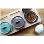 Mahlzeit Lot de 3 mini cocottes avec support en bois - 3 x 250 ml - En fonte émaillée - Petite cocotte