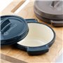 Mahlzeit Lot de 3 mini cocottes avec support en bois - 3 x 250 ml - En fonte émaillée - Petite cocotte